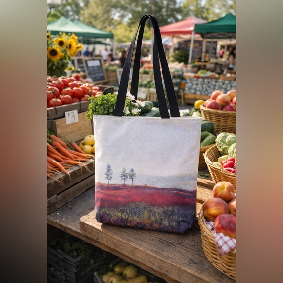 Unbranded Handbags - NWOT Scenic Landscape Canvas Tote Bag | Nature Art Field Print Market Bag